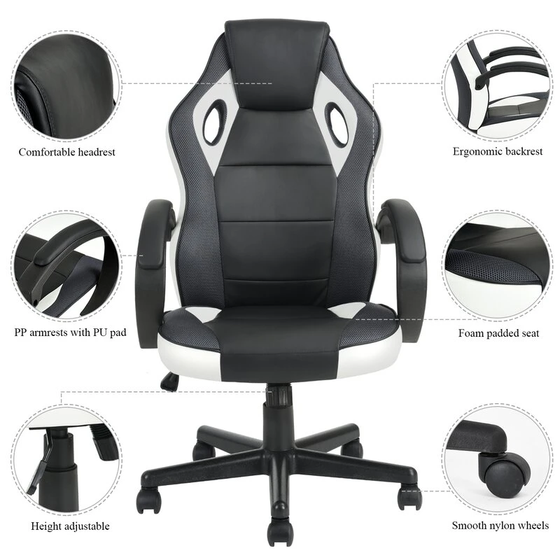 Modern Simplicity Computer Gamer Racing Gaming with Footrest Factory Cheap Home Recliner Office Chair