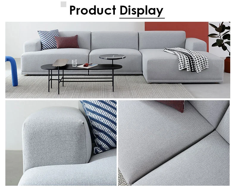 Factory Wholesale Modern Design Living Room Furniture Linen Fabric Leather Corner Couch L Shape Modular Sectional Sofa for Home Lounge Hotel