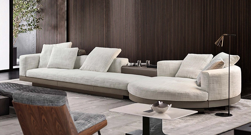 High End Living Room L Shape Italian Design Sectional Corner Fabric Sofa